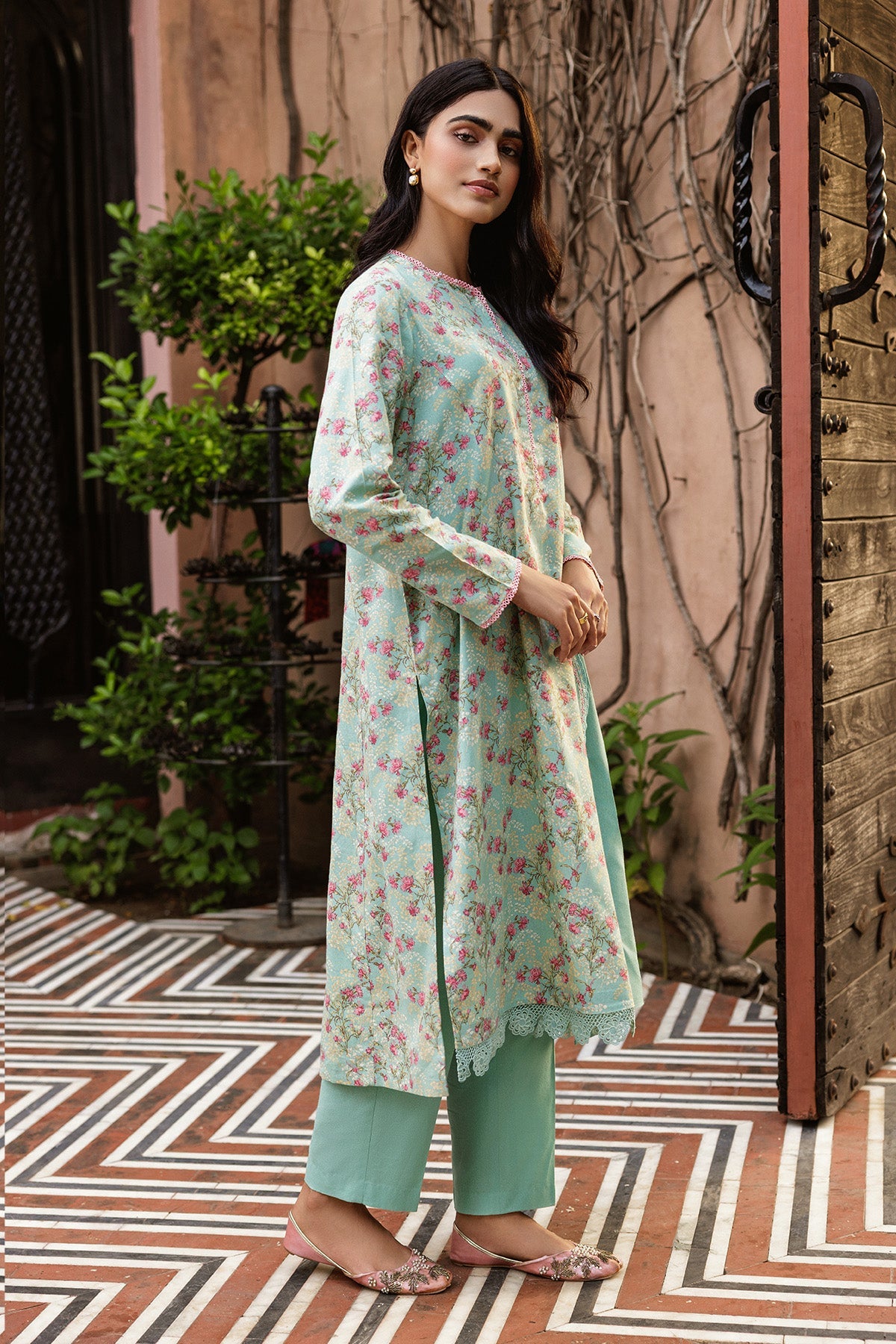 3 Piece - Printed & Embroidered Suit - C6452 - Shop Now at Kayseria
