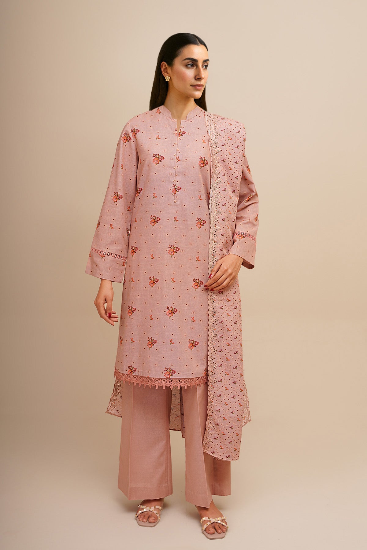3 Piece - Printed & Embroidered Suit - C6453 - Shop Now at Kayseria
