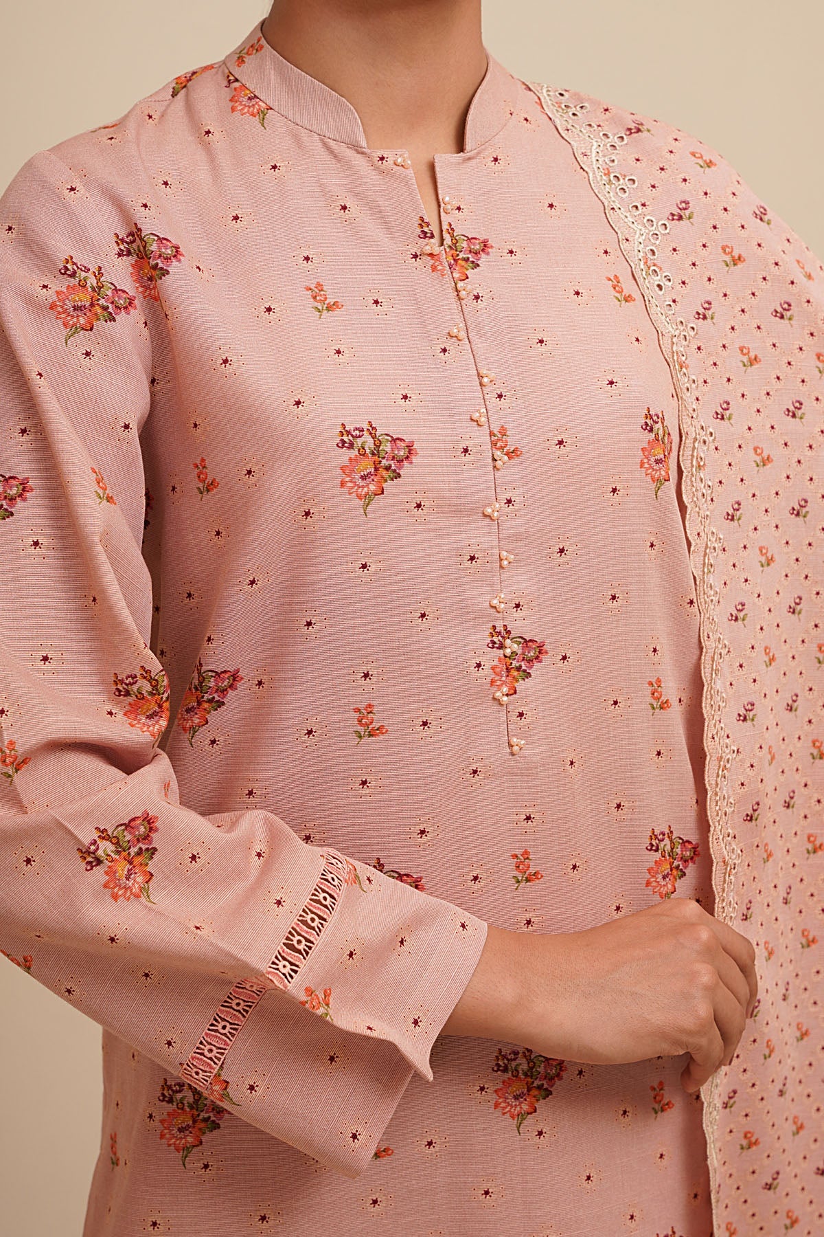 3 Piece - Printed & Embroidered Suit - C6453 - Shop Now at Kayseria