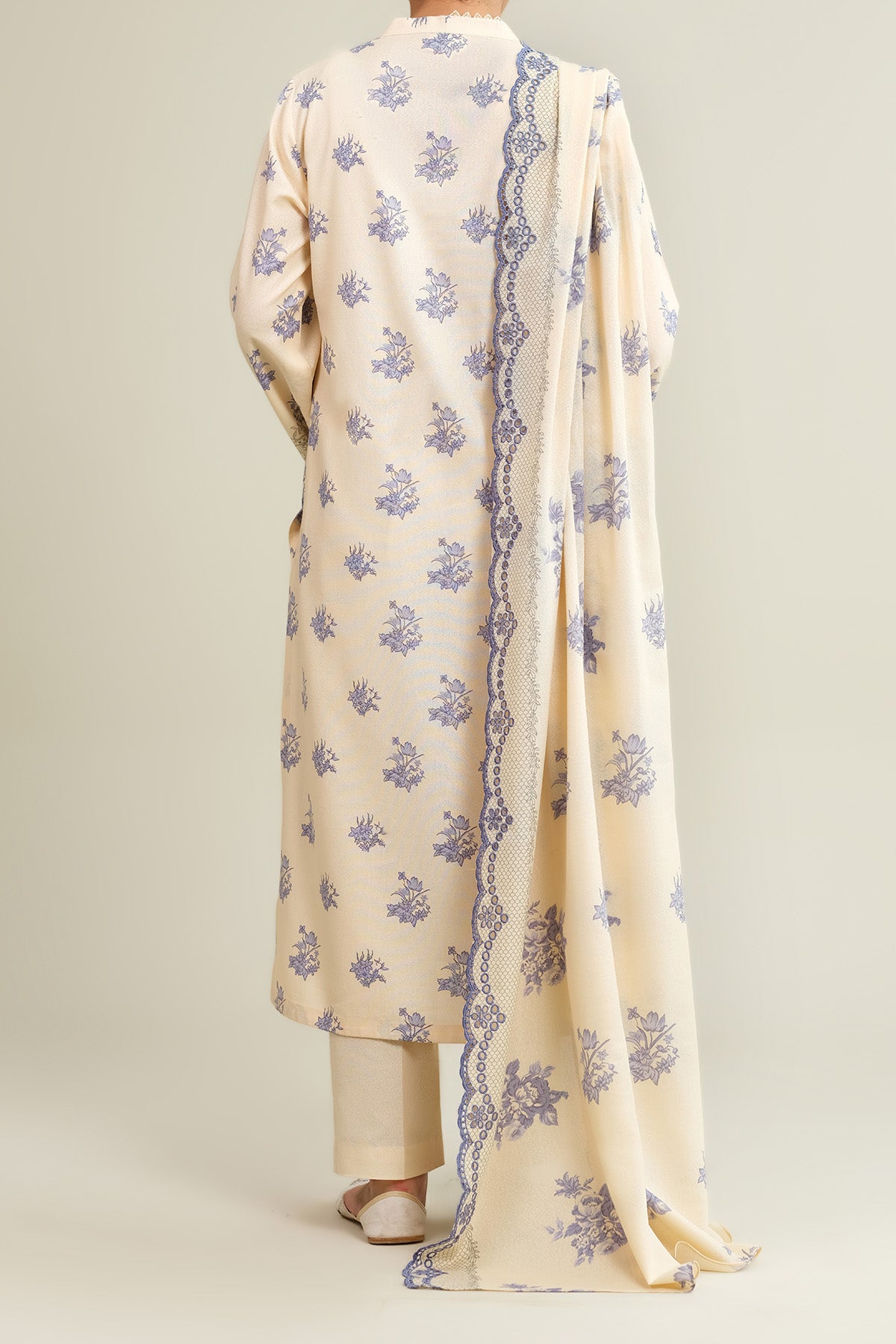 3 Piece - Printed & Embroidered Viscose Karandi Suit - C6455 - Shop Now at Kayseria