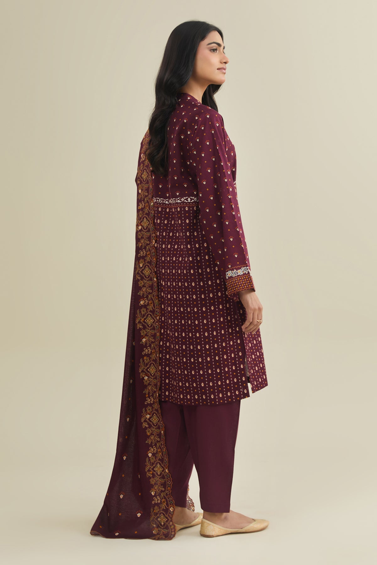 3 Piece - Printed & Embroidered Suit - C6456 - Shop Now at Kayseria