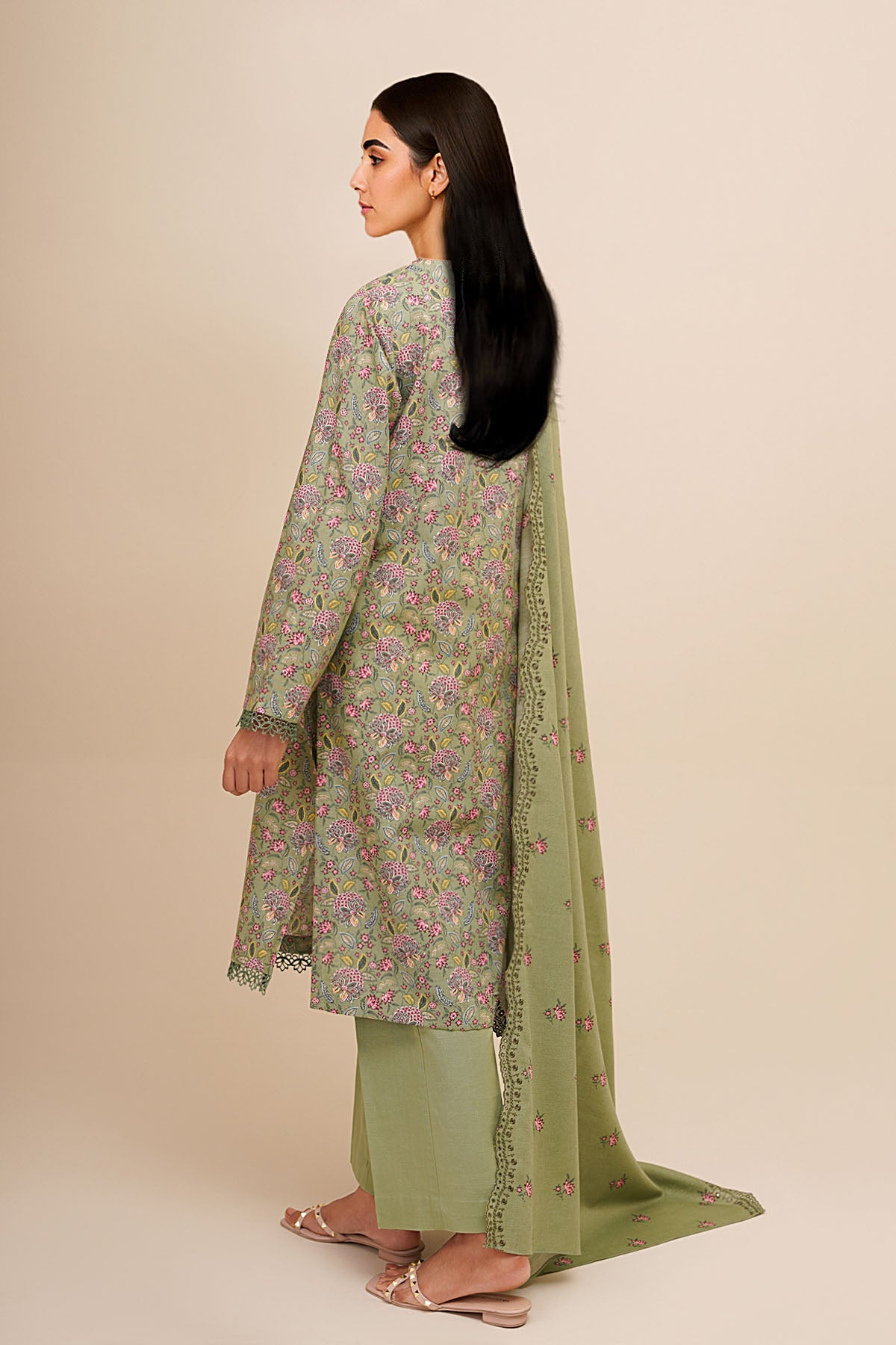 3 Piece - Printed & Embroidered Suit - C6457 - Shop Now at Kayseria