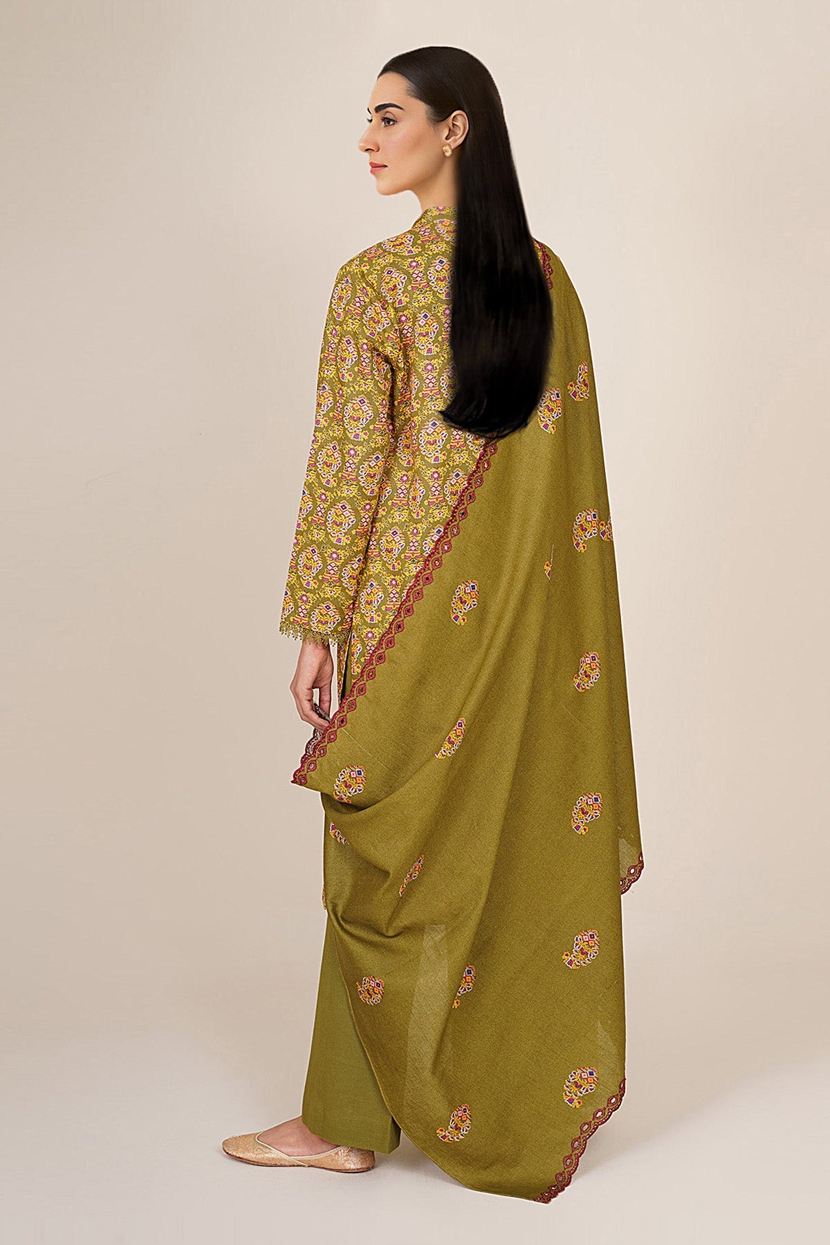 3 Piece - Printed & Embroidered Suit - C6459 - Shop Now at Kayseria