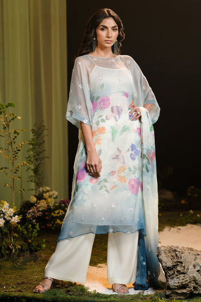 4 Piece - Printed & Embroidered Silk Chiffon Suit - MCP1728 - Shop Now at Kayseria