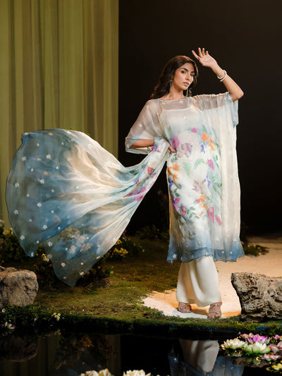 4 Piece - Printed & Embroidered Silk Chiffon Suit - MCP1728 - Shop Now at Kayseria