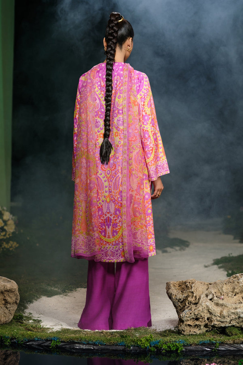 3 Piece - Printed Raw Silk Suit - MCP1730-1 - Shop Now at Kayseria