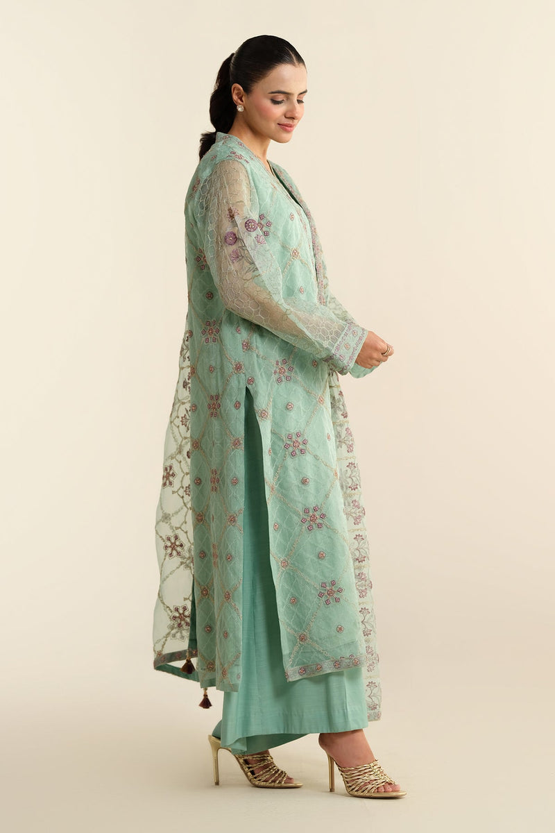 3 Piece - Embellished Pure Organza Suit - E1428-2 - Shop Now at Kayseria