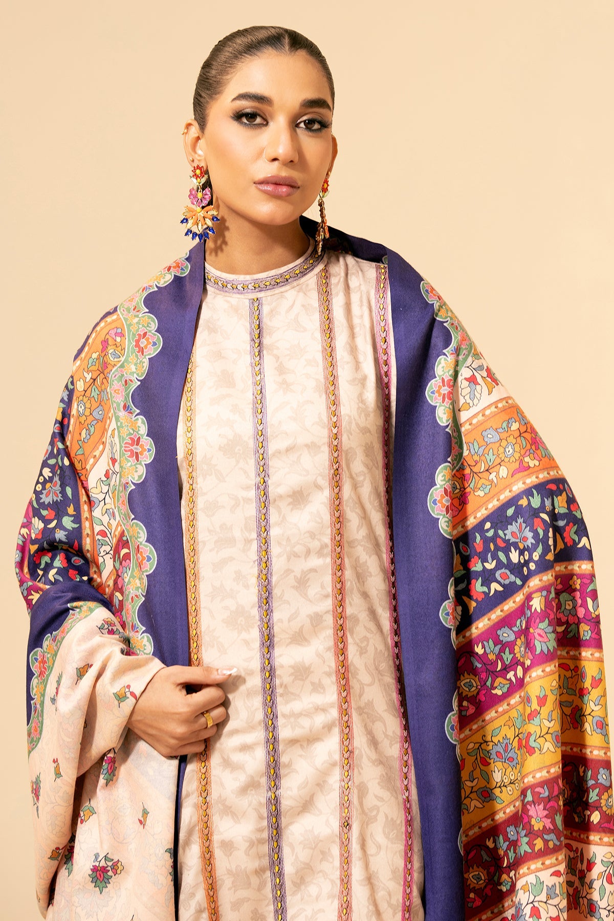 3 Piece - Printed & Embroidered Suit - E1431 - Shop Now at Kayseria