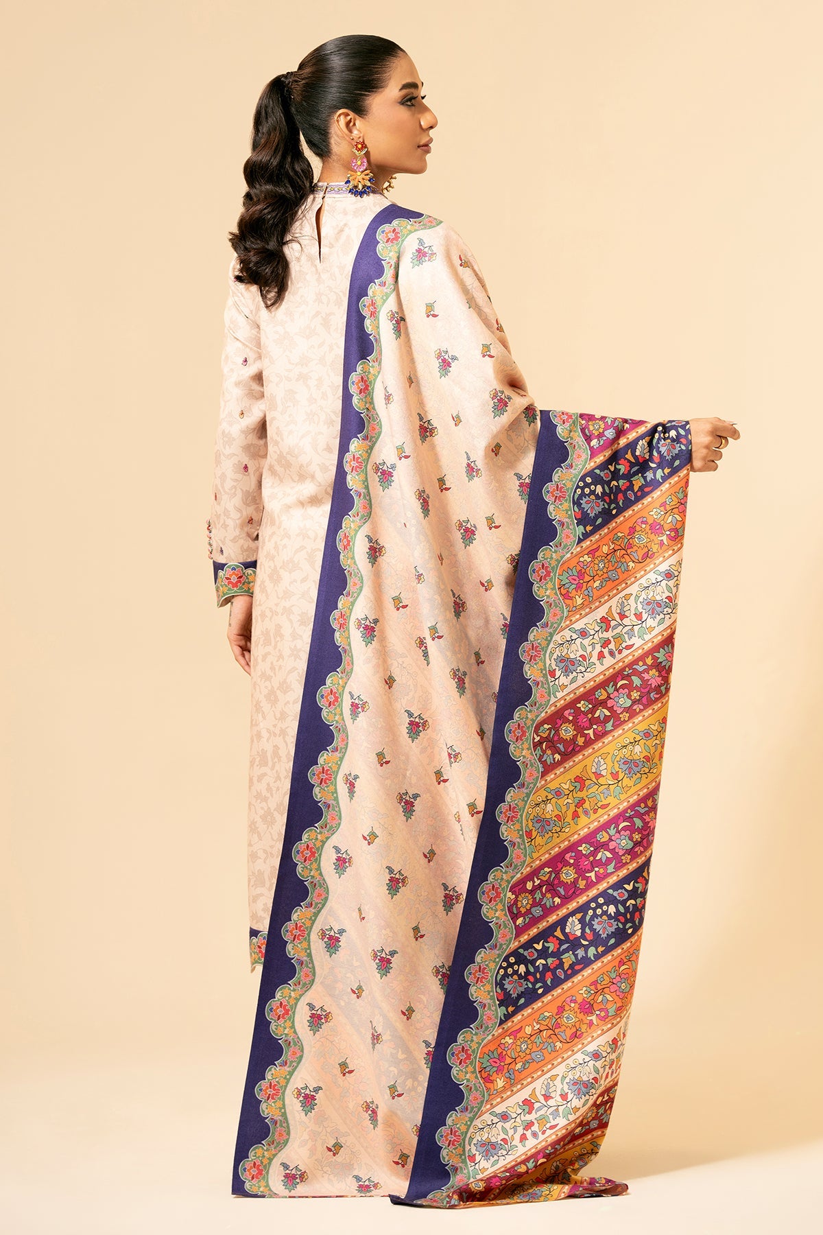3 Piece - Printed & Embroidered Suit - E1431 - Shop Now at Kayseria