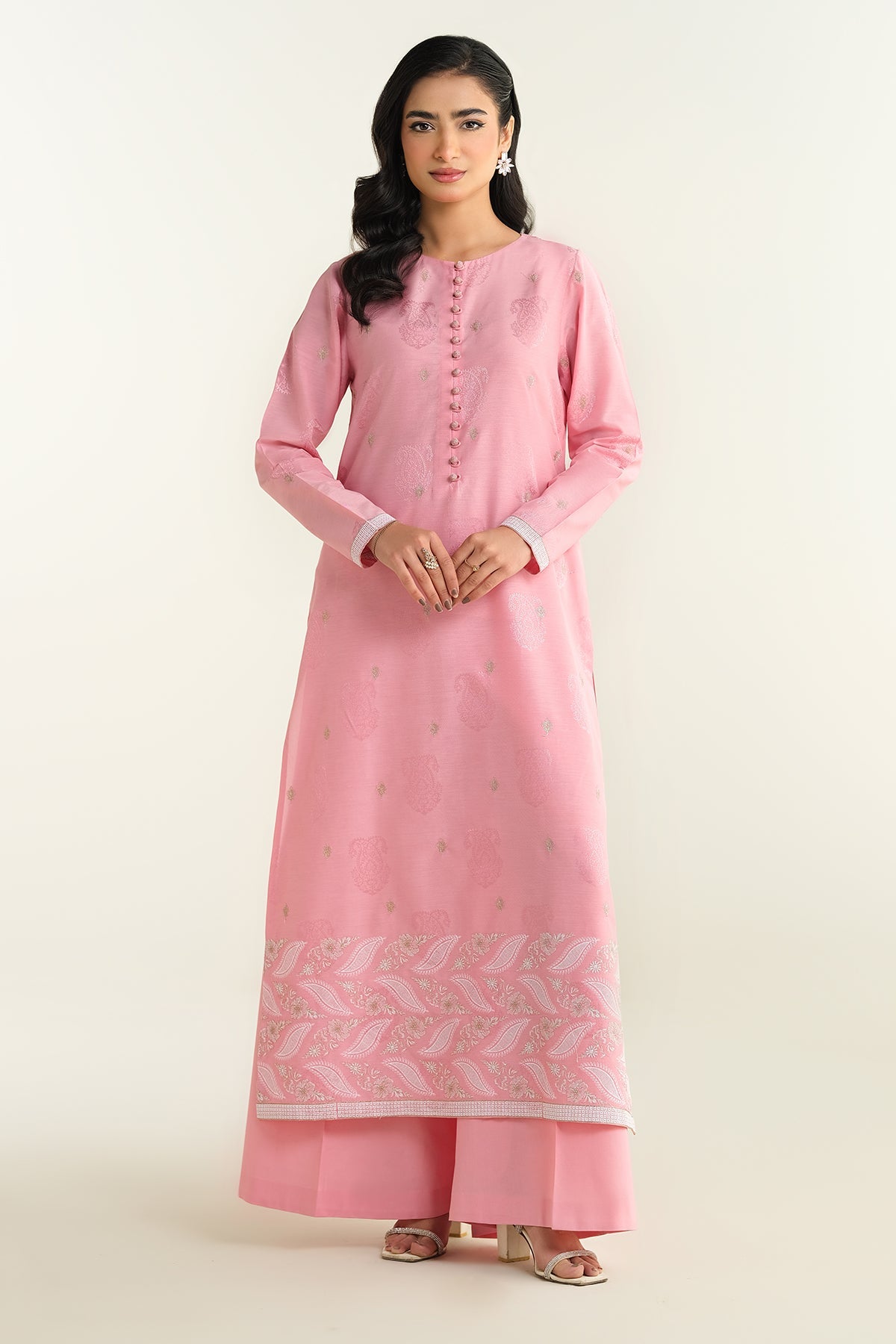 2 Piece - Embroidered Jacquard Suit - E1610 - Shop Now at Kayseria
