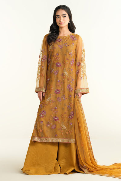 4 Piece - Embroidered & Embellished Poly Net Suit - E1663 - Shop Now at Kayseria