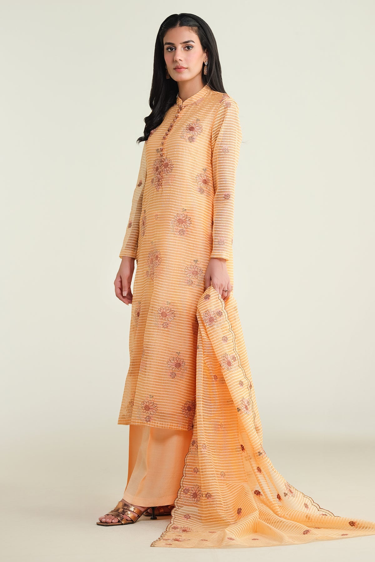 3 Piece - Embroidered Organza Suit - E1682 - Shop Now at Kayseria