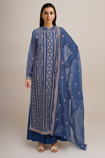 3 Piece - Embroidered Organza Suit - E1683 - Shop Now at Kayseria