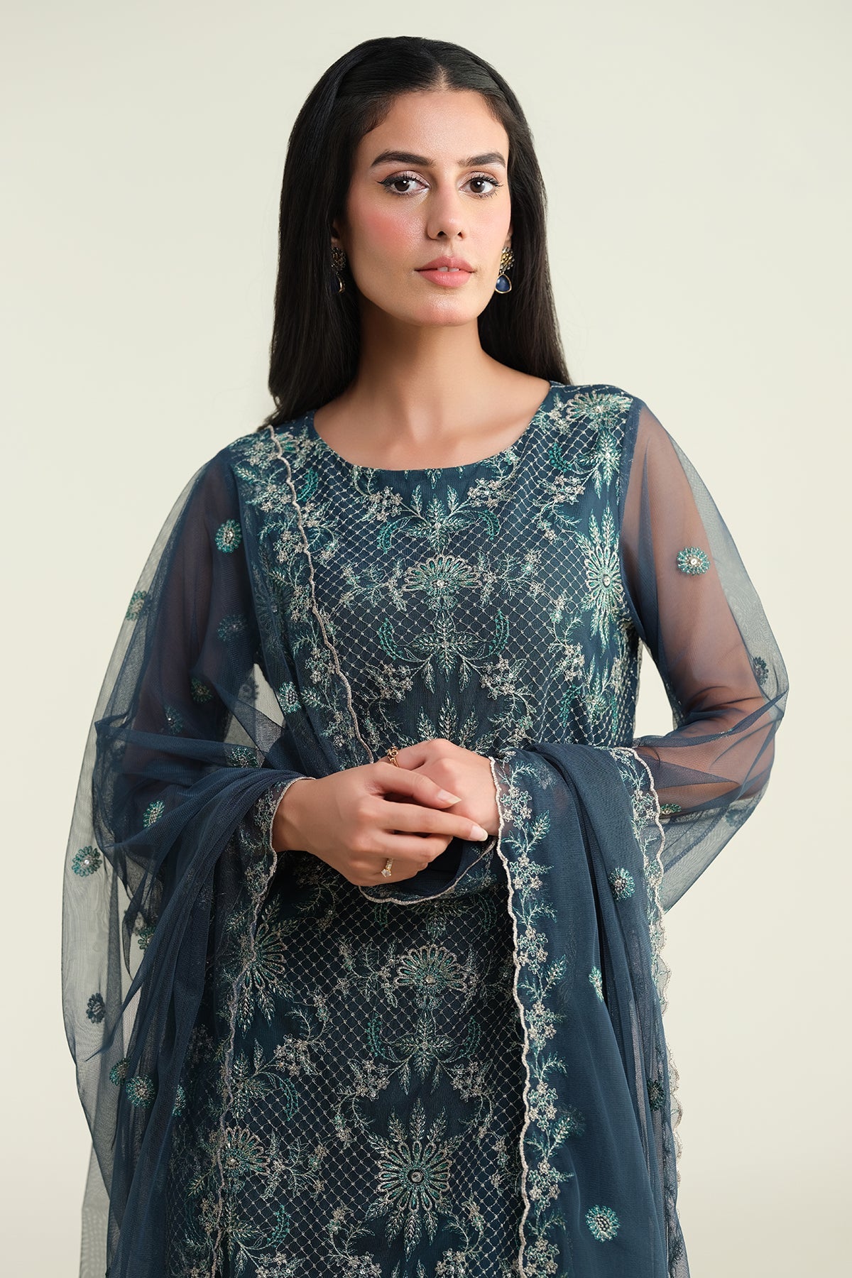 4 Piece - Embroidered & Embellished Suit - E1726 - Shop Now at Kayseria