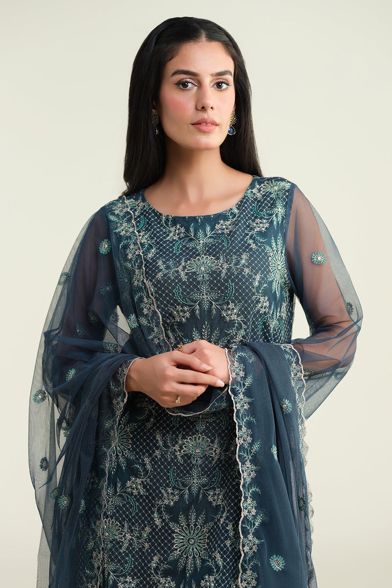 4 Piece - Embroidered & Embellished Suit - E1726 - Shop Now at Kayseria
