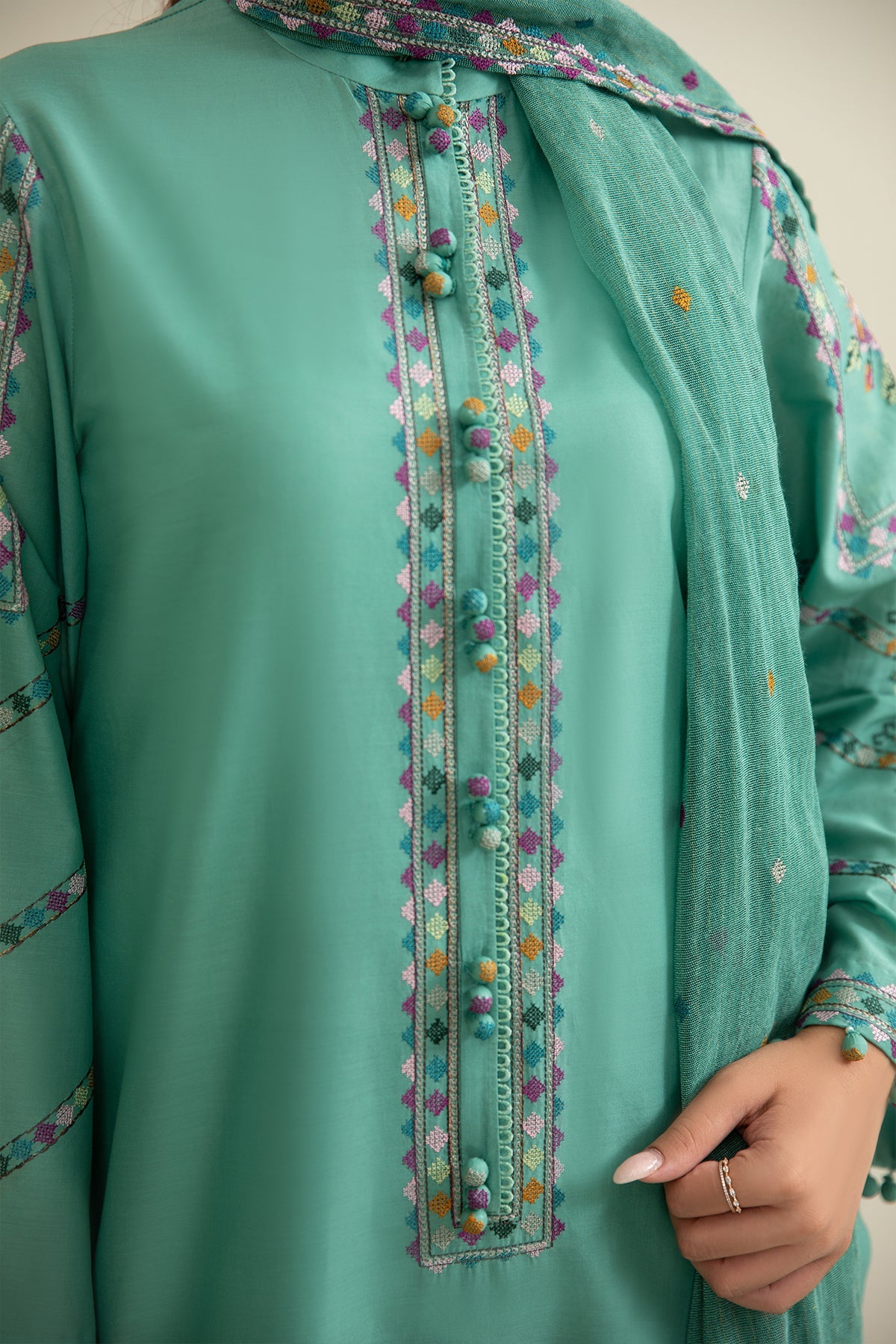 3 Piece - Embroidered Suit - E1738 - Shop Now at Kayseria