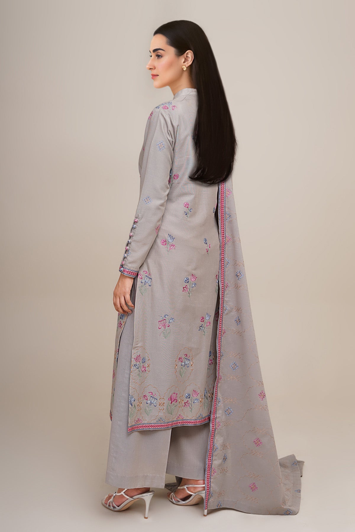 3 Piece - Embroidered Khaddar Suit - E1761 - Shop Now at Kayseria