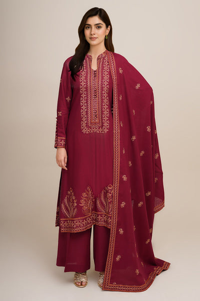 3 Piece - Embroidered Khaddar Suit - E1763 - Shop Now at Kayseria