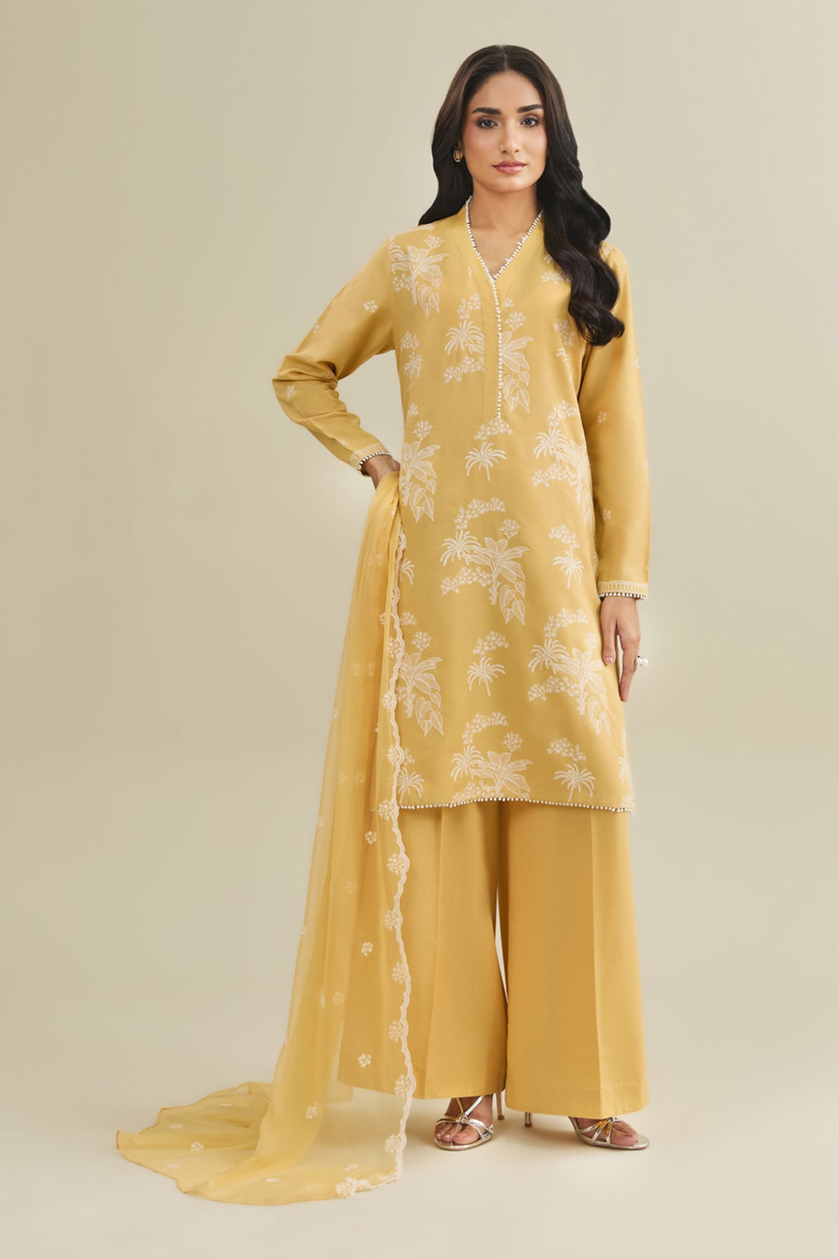 3 Piece - Embroidered Viscose Karandi Suit - E1767 - Shop Now at Kayseria