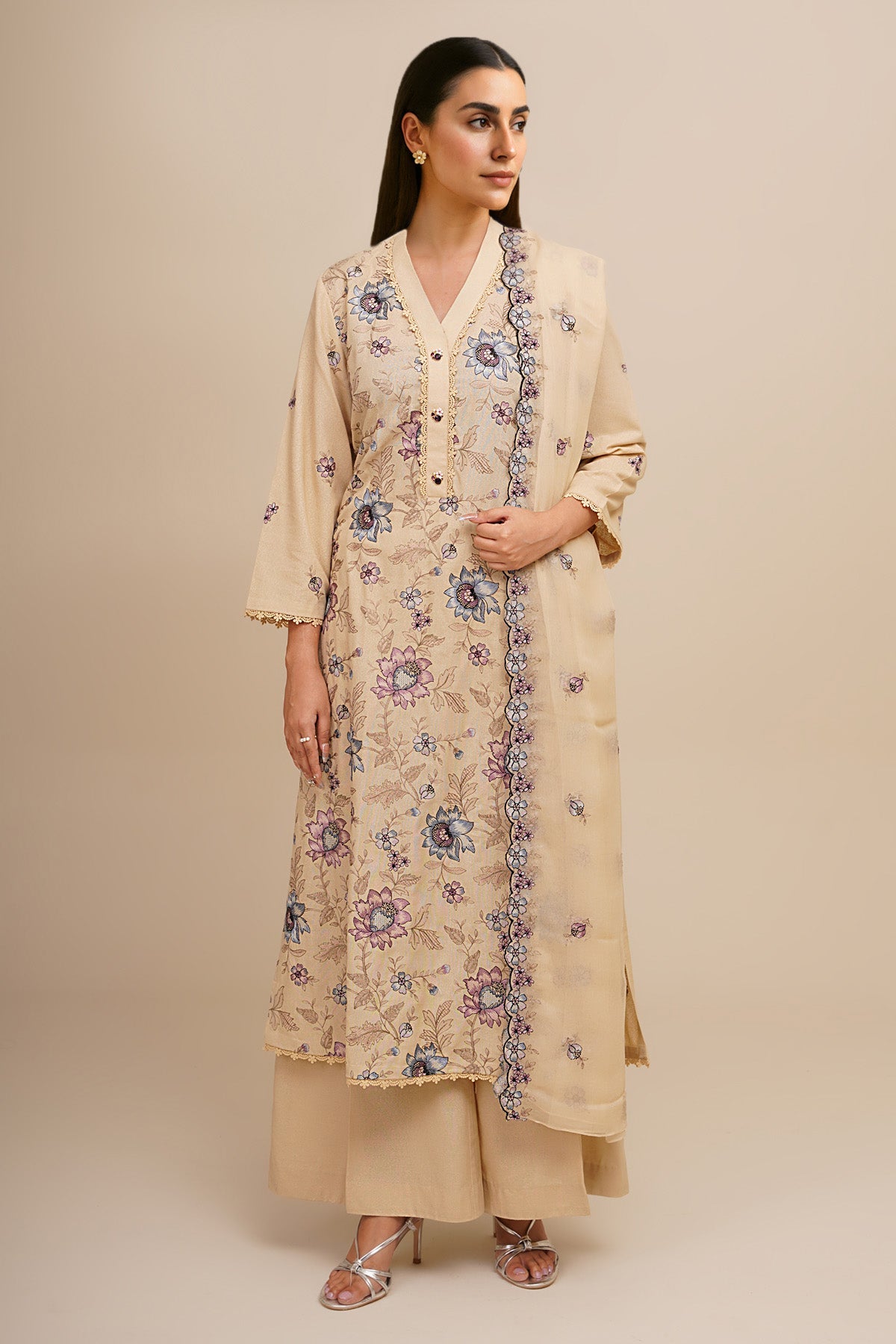 3 Piece - Embroidered Suit - E1768 - Shop Now at Kayseria