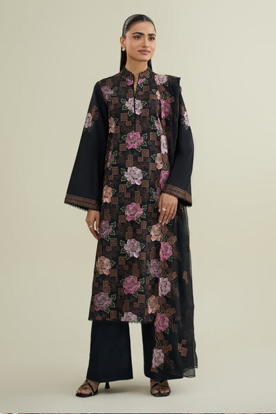 3 Piece - Embroidered Viscose Karandi Suit - E1771 - Shop Now at Kayseria