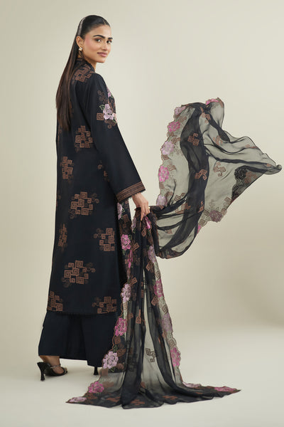 3 Piece - Embroidered Viscose Karandi Suit - E1771 - Shop Now at Kayseria