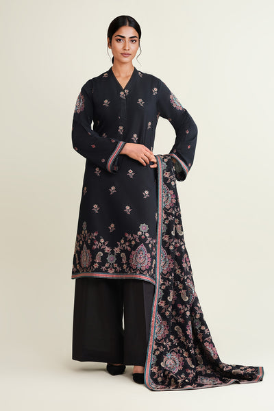 3 Piece - Embroidered Viscose Karandi Suit - E1773 - Shop Now at Kayseria