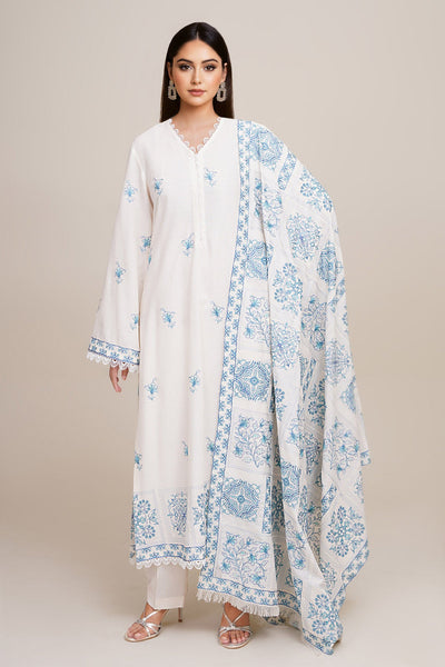 3 Piece - Embroidered Viscose Karandi Suit - E1779 - Shop Now at Kayseria
