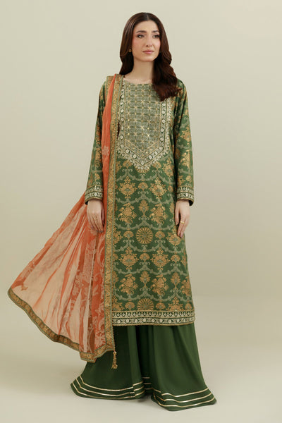 3 Piece - Printed & Embroidered Suit - E1785 - Shop Now at Kayseria