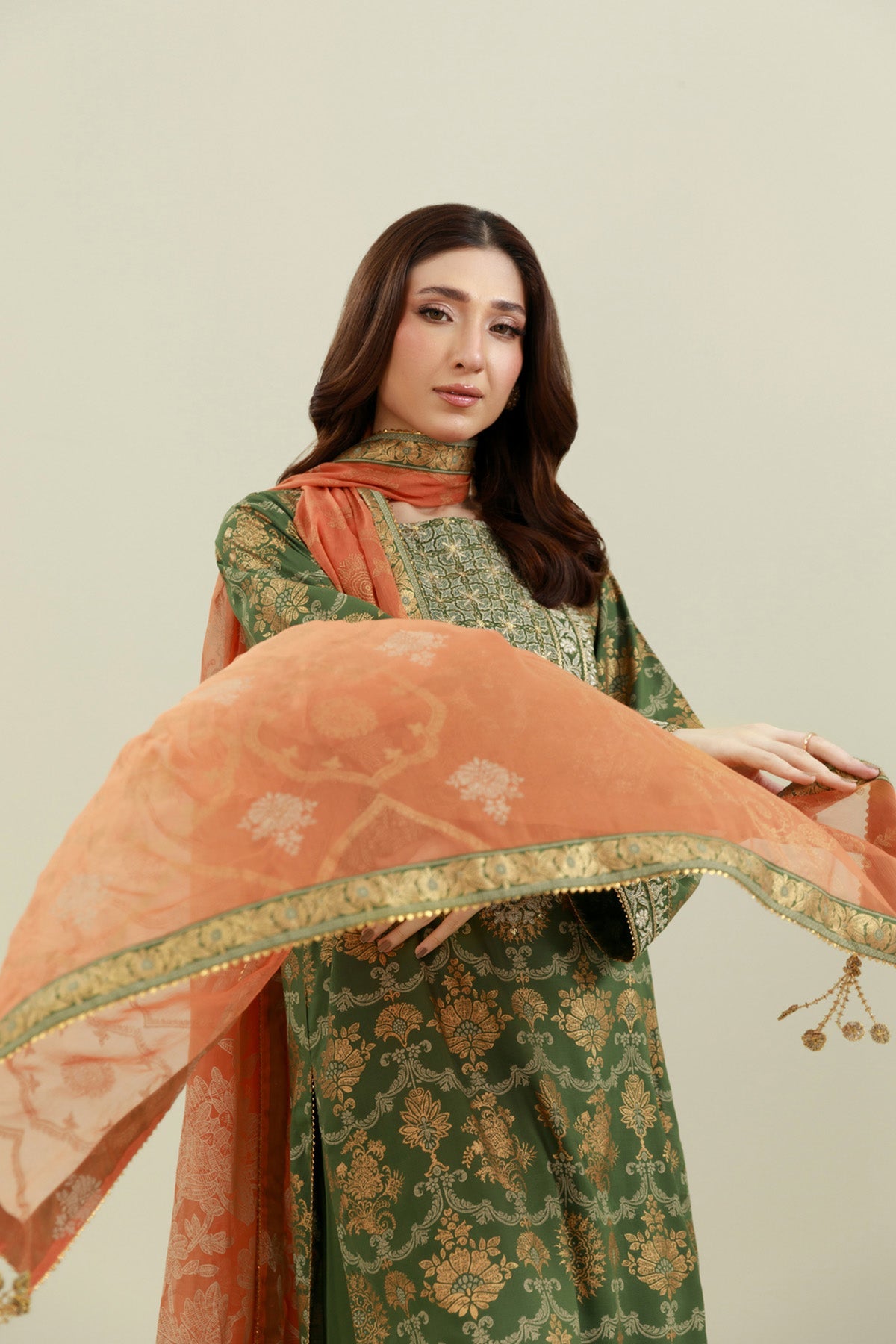 3 Piece - Printed & Embroidered Suit - E1785 - Shop Now at Kayseria