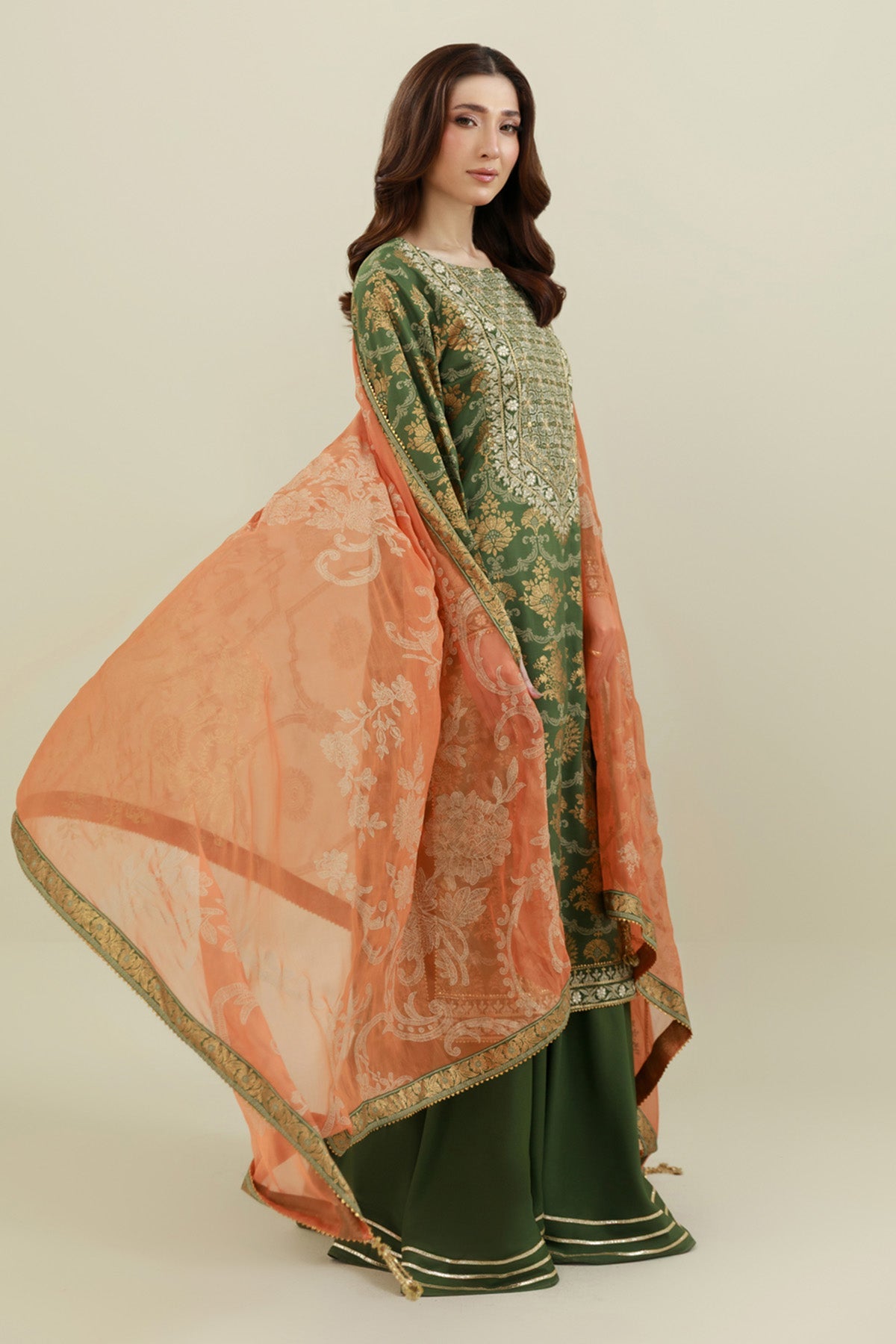 3 Piece - Printed & Embroidered Suit - E1785 - Shop Now at Kayseria