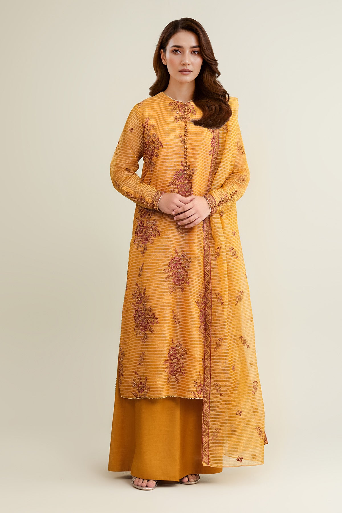 3 Piece - Embroidered Organza Suit - E1791 - Shop Now at Kayseria