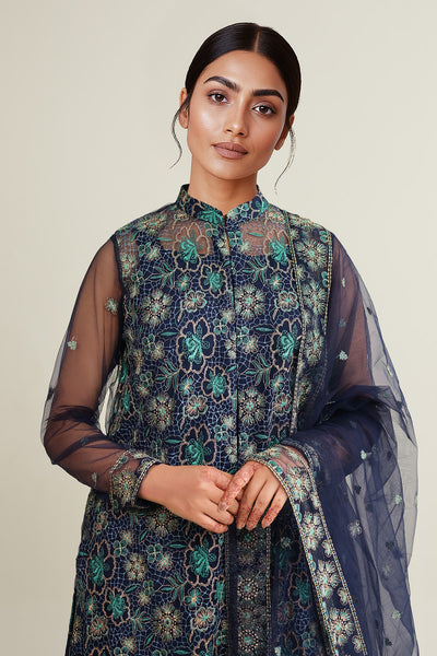 4 Piece - Embroidered Hexa Poly Net Suit - E1794 - Shop Now at Kayseria