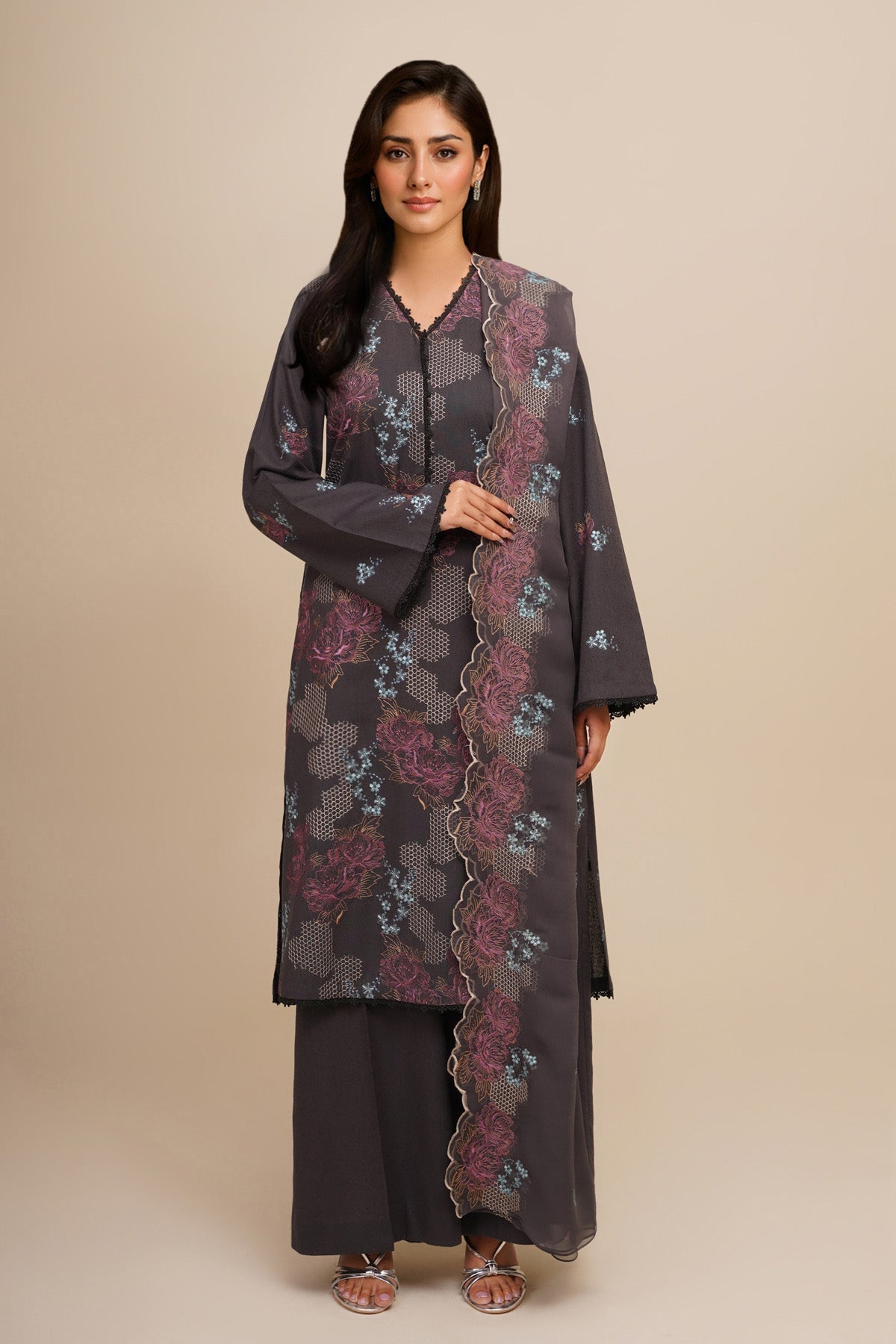 3 Piece - Embroidered Suit - E1807 - Shop Now at Kayseria