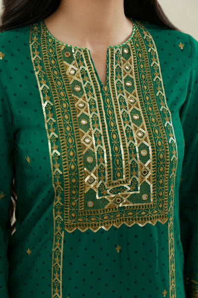 3 Piece - Printed & Embroidered Suit - E1813 - Shop Now at Kayseria