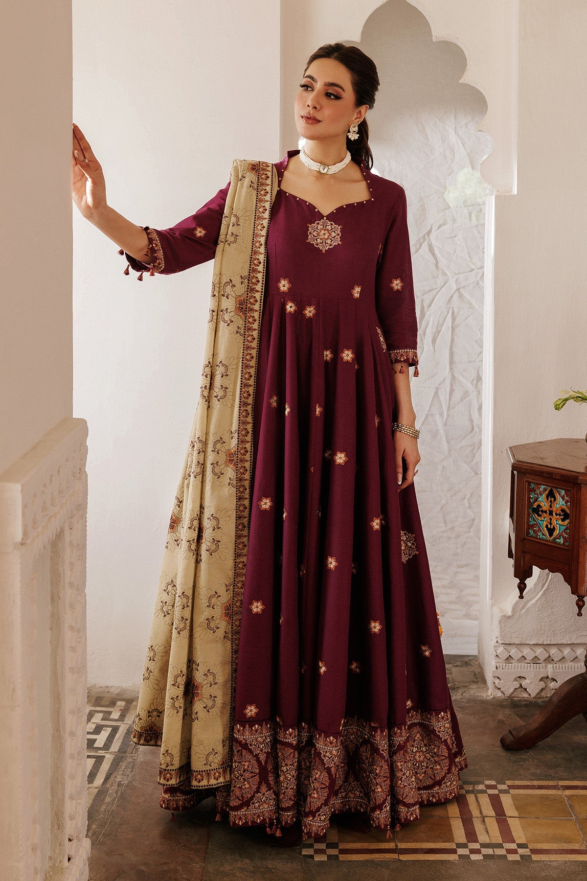 3 Piece - Embroidered Khaddar Suit - E1835 - Shop Now at Kayseria