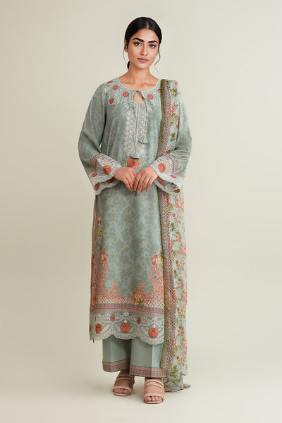 3 Piece - Printed & Embroidered Khaddar Suit - E1837 - Shop Now at Kayseria