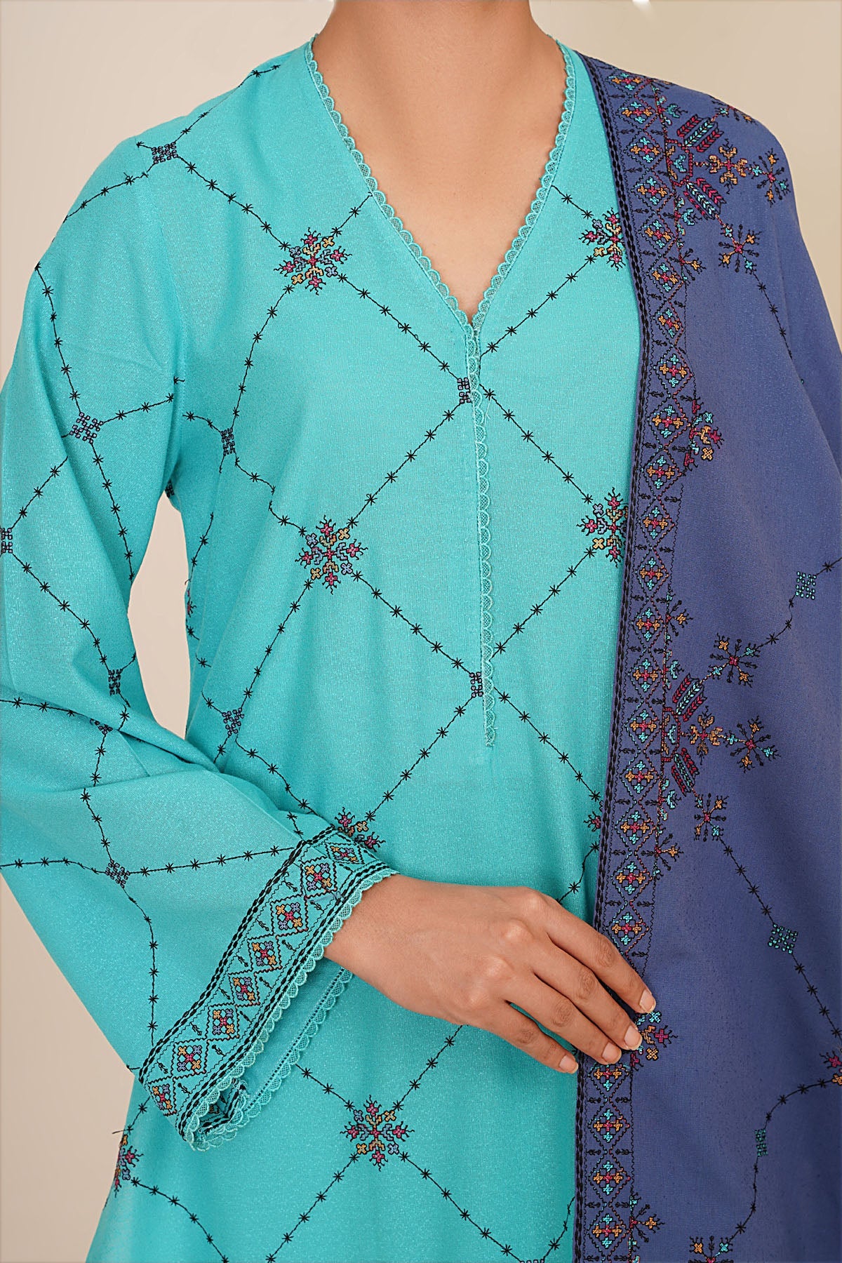 3 Piece - Embroidered Suit - E1843 - Shop Now at Kayseria