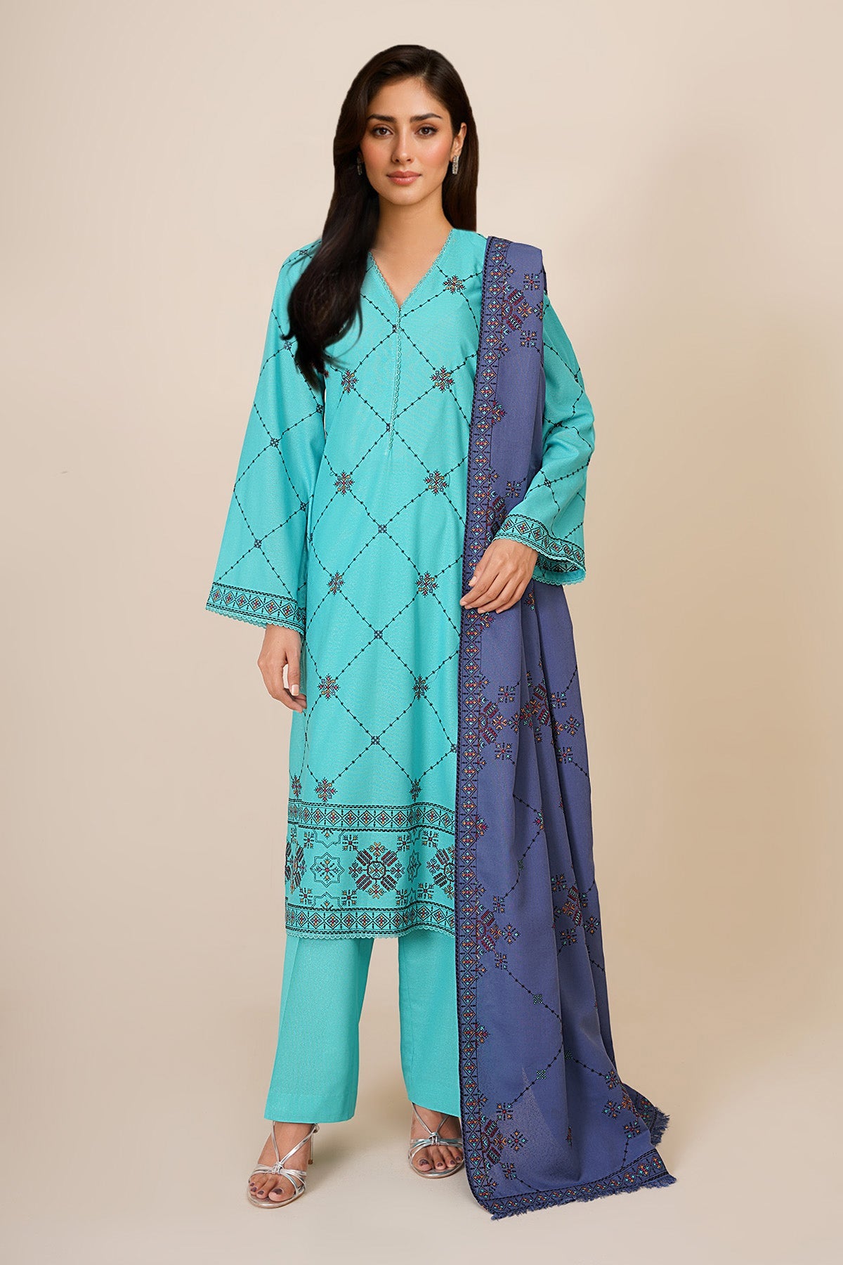 3 Piece - Embroidered Suit - E1843 - Shop Now at Kayseria