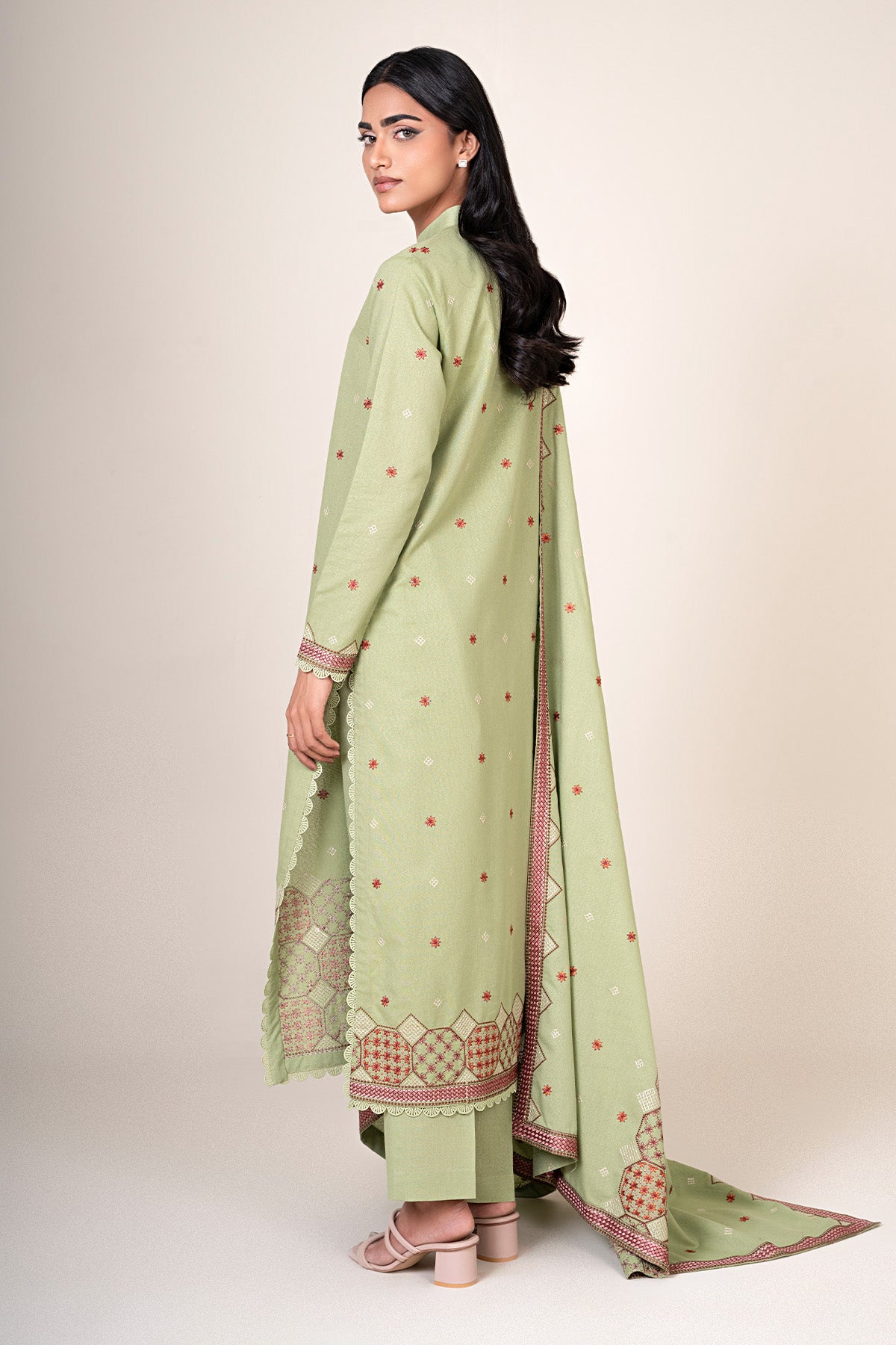 3 Piece - Embroidered Viscose Karandi Suit - E1846 - Shop Now at Kayseria