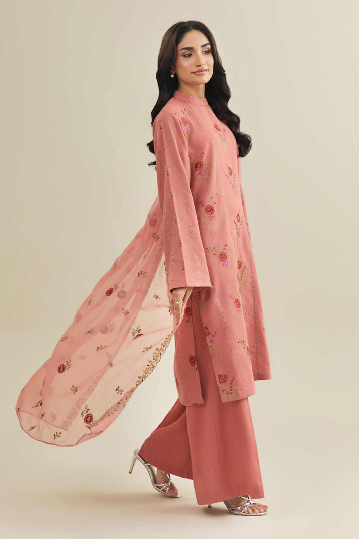 3 Piece - Embroidered Cotton Karandi Suit - E1850 - Shop Now at Kayseria