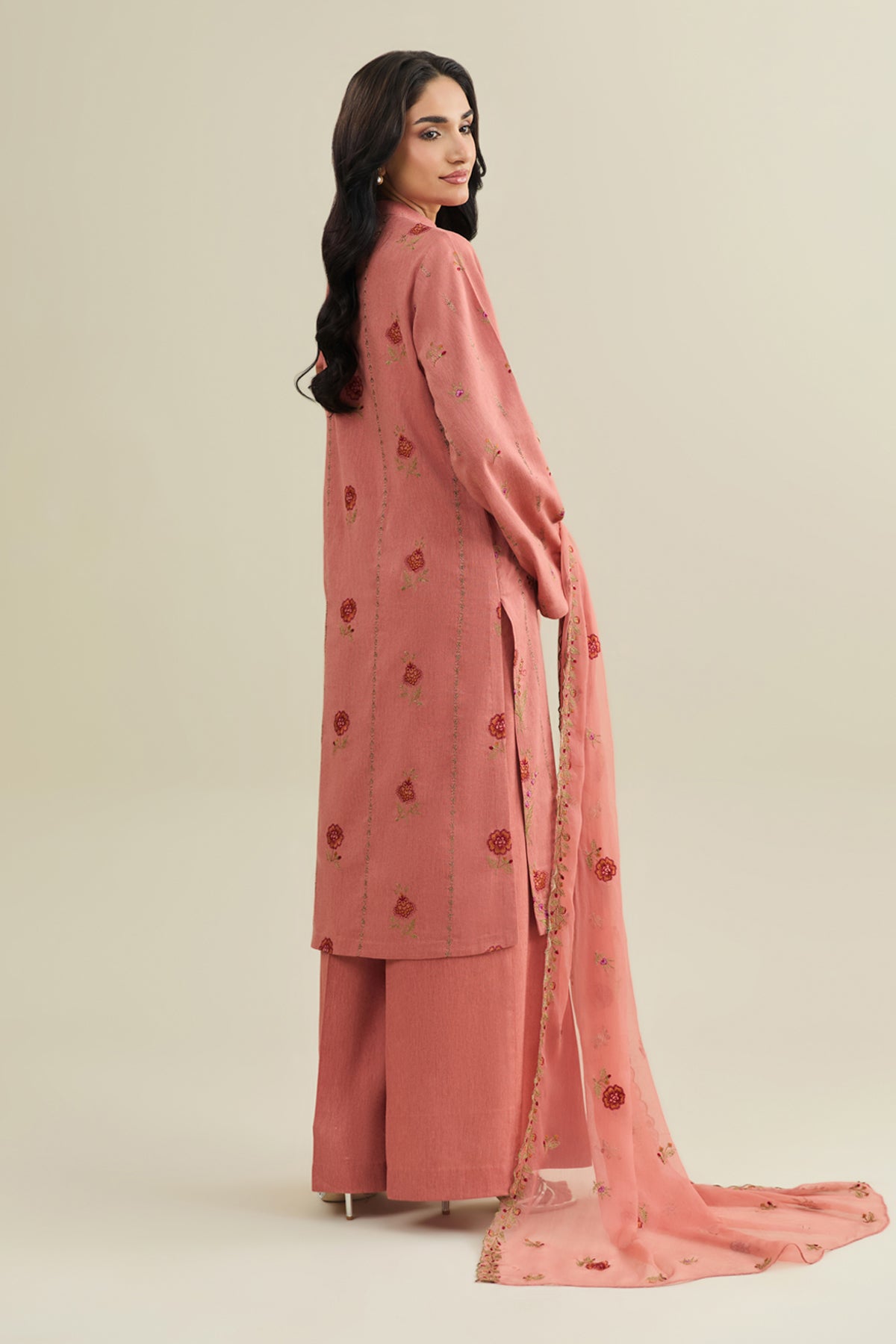 3 Piece - Embroidered Cotton Karandi Suit - E1850 - Shop Now at Kayseria