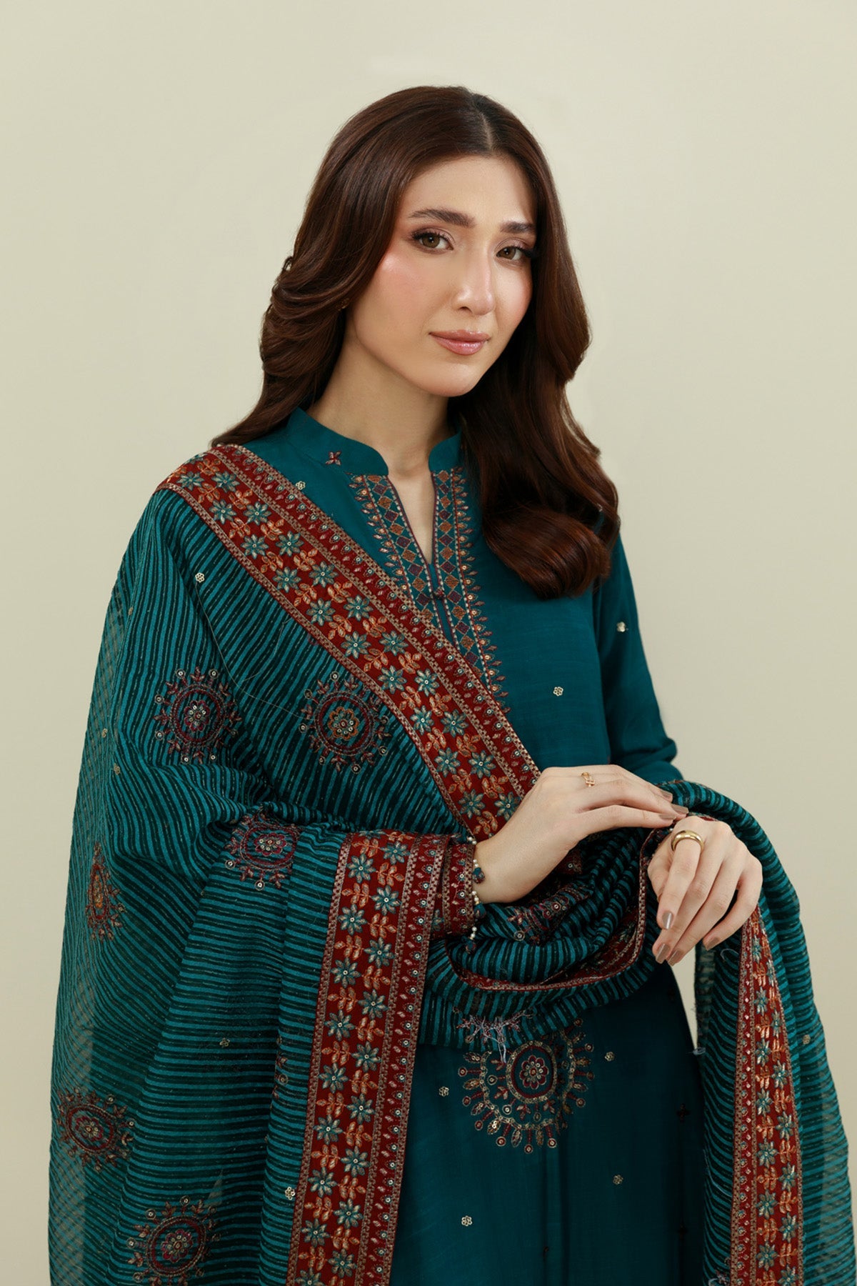 3 Piece - Embroidered Suit - E1855 - Shop Now at Kayseria