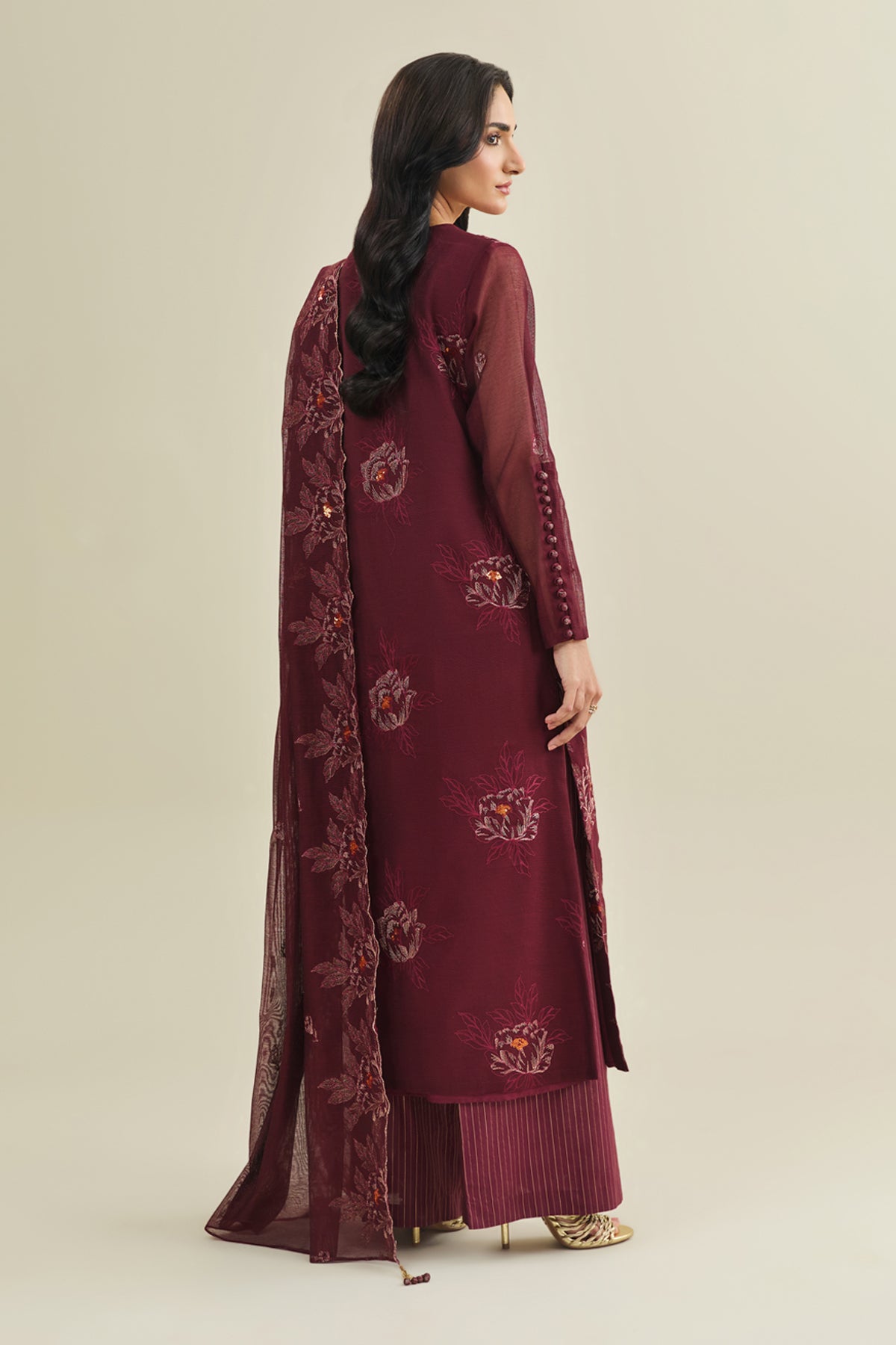 3 Piece - Embroidered Khaadi Net Suit - E1866 - Shop Now at Kayseria