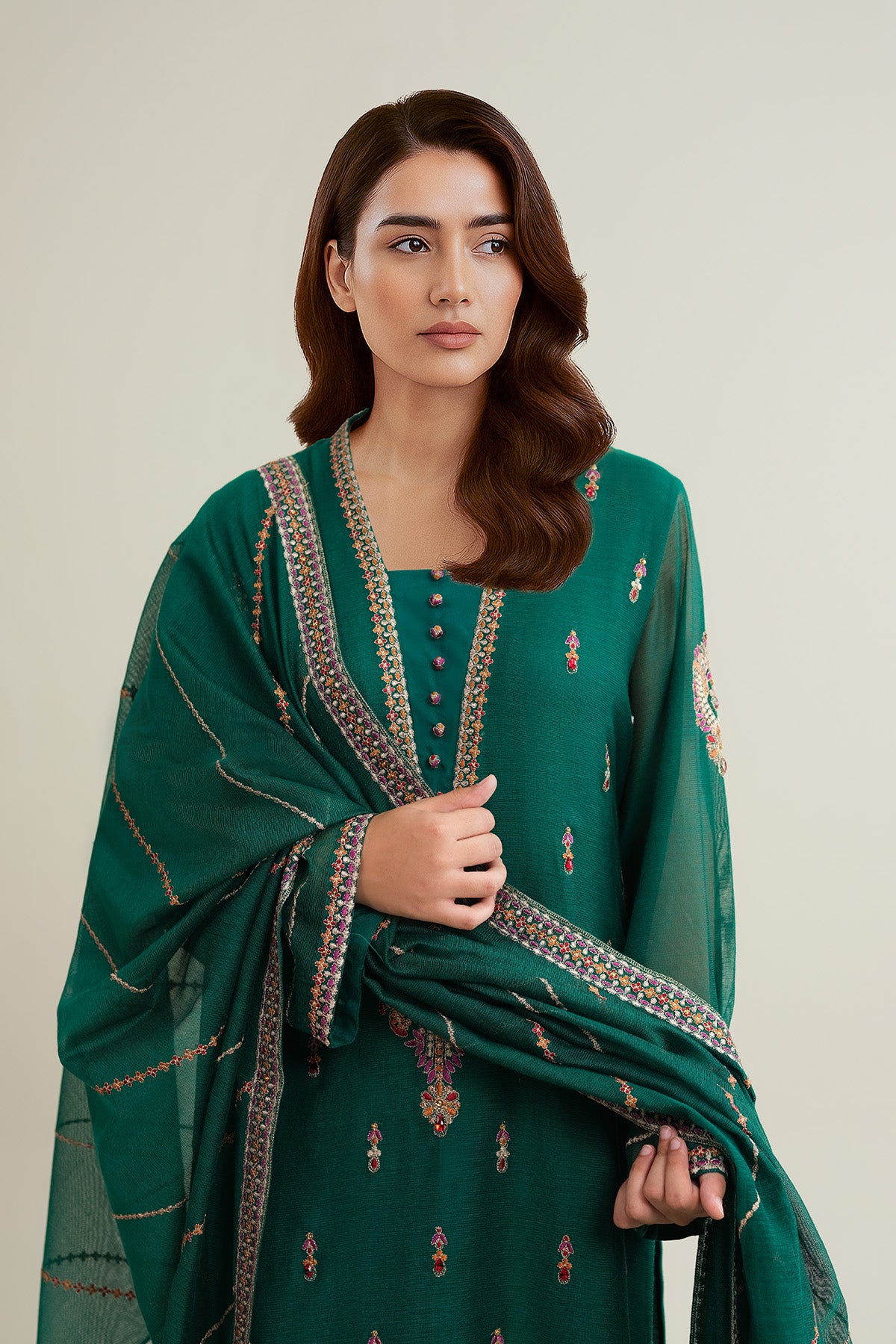 3 Piece - Embroidered Khaadi Net Suit - E1867 - Shop Now at Kayseria