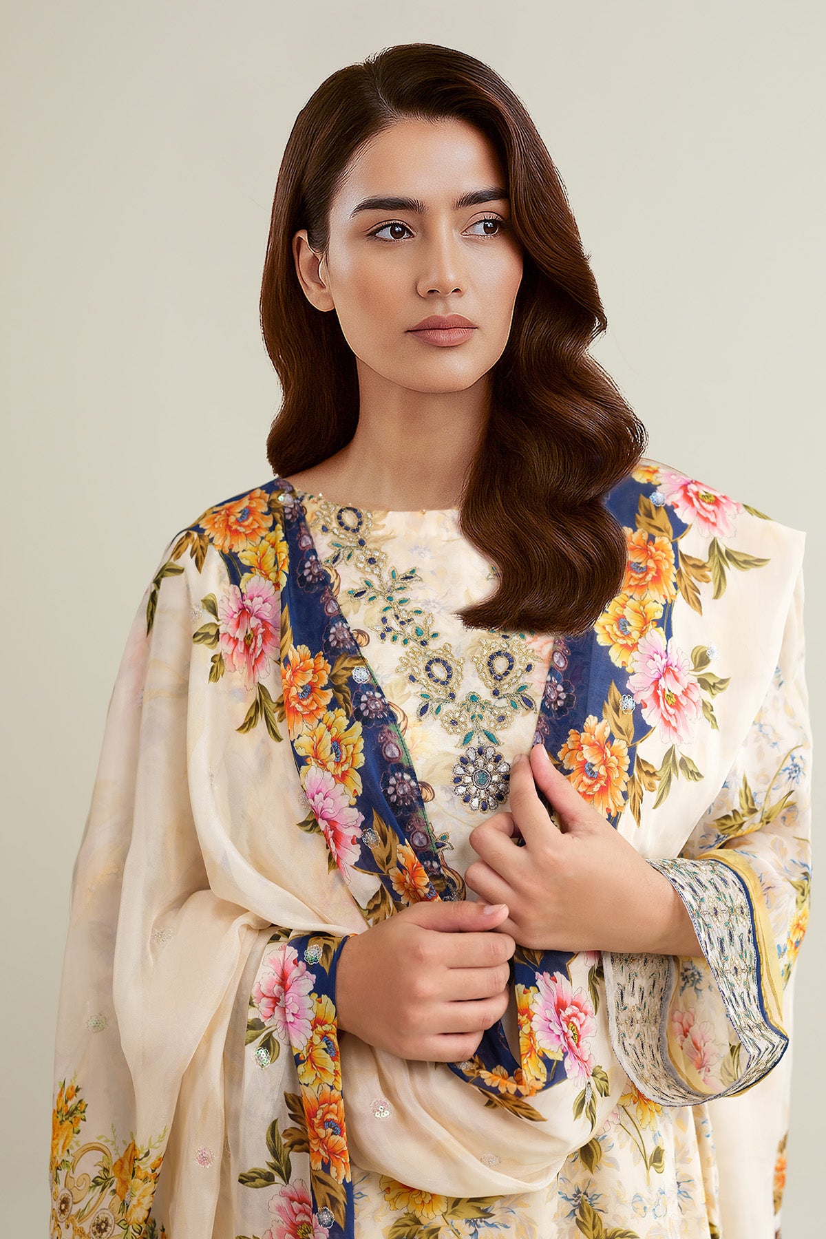 4 Piece - Printed China Silk Suit - E1871 - Shop Now at Kayseria