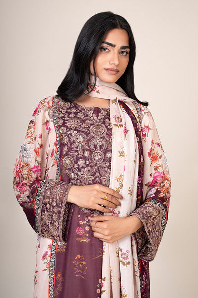 4 Piece - Printed & Embroidered China Silk Suit - E1873 - Shop Now at Kayseria