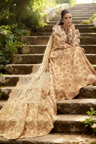 4 Piece - Embroidered & Embellished Bamber Chiffon Suit - E1874