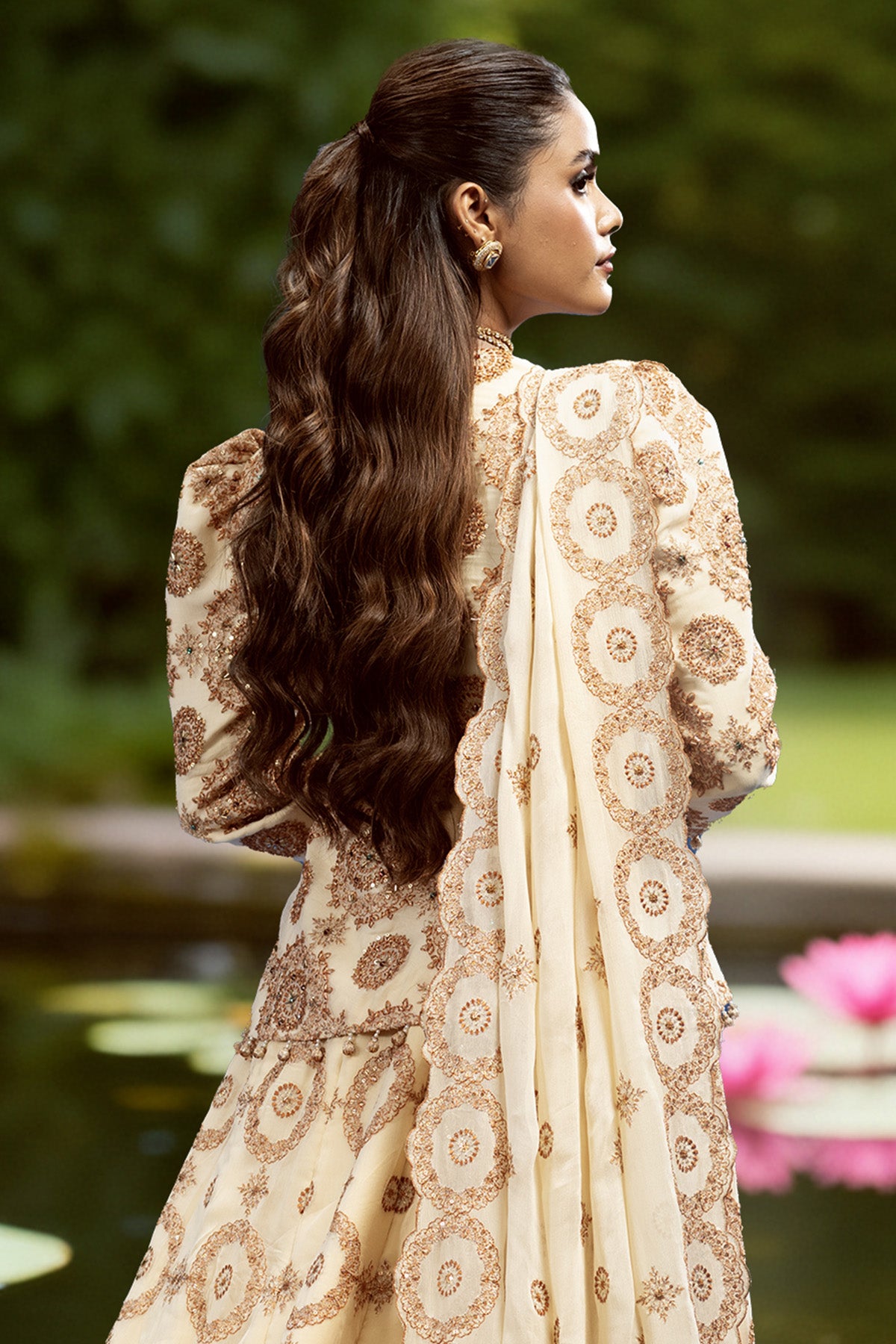 4 Piece - Embroidered & Embellished Bamber Chiffon Suit - E1874