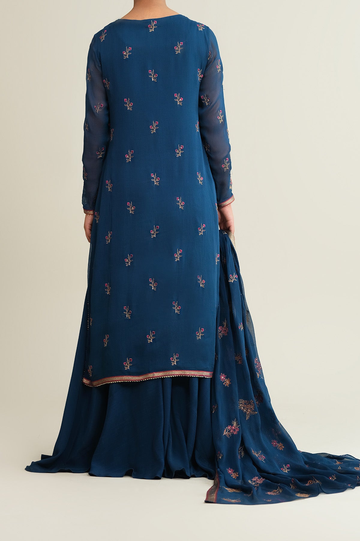 4 Piece - Embroidered Bamber Chiffon Suit - E1877 - Shop Now at Kayseria